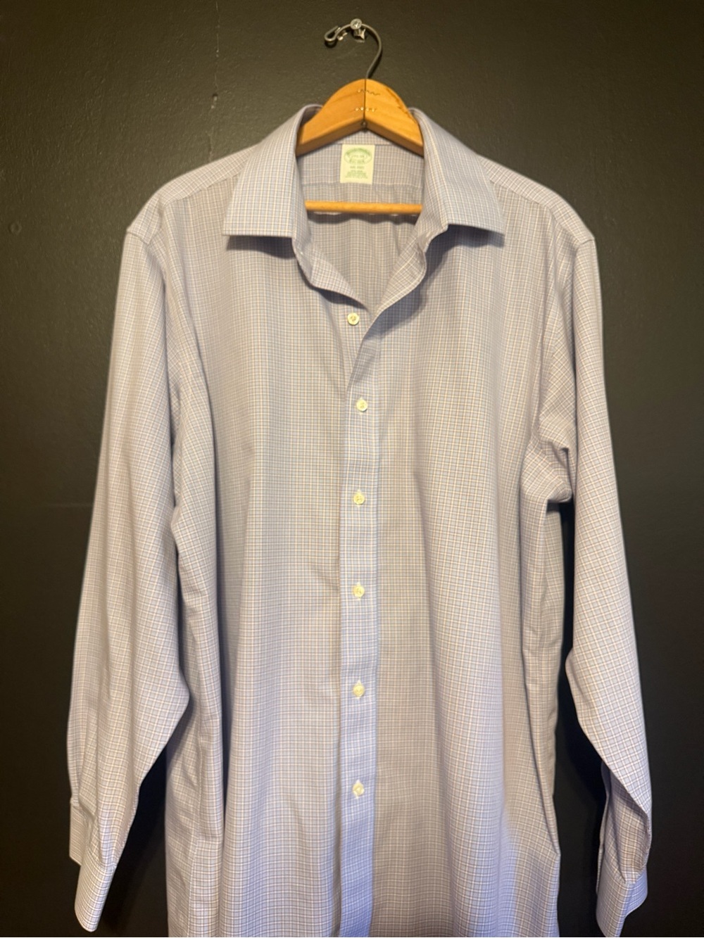 Brooks Brothers Milano Men's Light Blue Micro-Check Dress Shirt